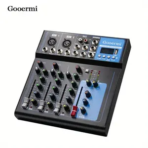 Gooermi เครื่องมิกซ์เสียงสเตอริโอ4ช่องสัญญาณสำหรับถ่ายทอดสด F4บลูทูธสำหรับการสตรีมสดอุปกรณ์บันทึกเสียง