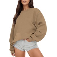 Éclatement couleur unie col rond Plus velours femmes hiver nouveau pull ample en gros