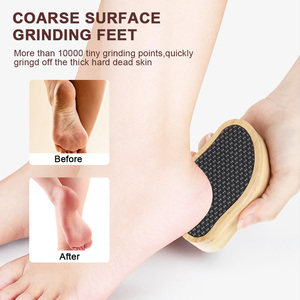 Épilation réutilisable en verre nano double face 2-en-1 manche en bois de bambou lime à <span class=keywords><strong>pied</strong></span> portable outil de soin de pédicure épurateur de pieds - Product Image 4