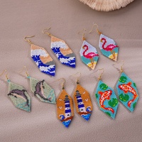 Pendientes de Bisutería de Moda con Cuentas Miyuki de Estilo Bohemio, Hechos a Mano con Patrones Naturales, para Mujer, MOQ Bajo