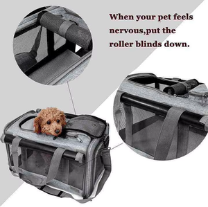 Grey Black Brown 4 Mesh Panels for Car Airplane Custom Print ISO Certified Multi-Functional Portable Pet <b>Carrier</b> 600D Polyester - Product Image 1