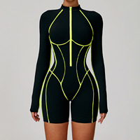 Combinaison de sport respirante pour femme grande taille en Spandex/Nylon, dos nu, taille en V, triple effet push-up, élastique, pour le yoga