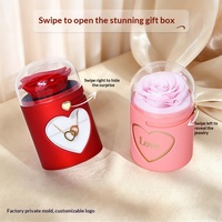 Boîte cadeau de luxe en forme de rose éternelle cylindrique coulissante avec estampage doré pour emballage d'anniversaire en stock