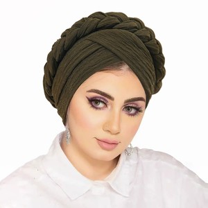 Nuevo Turbante de Tela de Seda Brillante con Burbujas, Gorro Musulmán de Moda con Trenza Trenzada, Gorros Turbantes Árabes, Hijabs Interiores de Poliéster, Boné - Product Image 5
