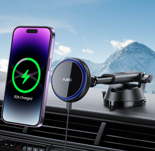 Phone Holder Wholesale QC3.0 Fast Charging Active Cooling Magnetic Wireless Charging Car Phone Mount with Stable Base