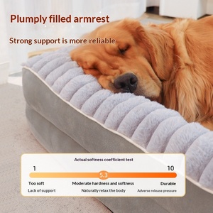 Neues Katzen- & Hundesofa-Bett Abnehmbar Maschinenwaschbar Gestreiftes <span class=keywords><strong>Fleece</strong></span> Warmes Haustierbett Für Alle Jahreszeiten Innenbereich - Product Image 2