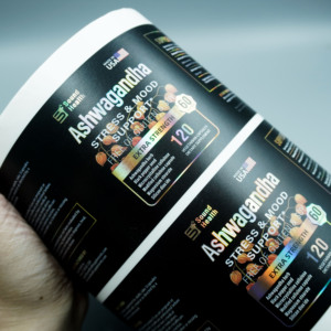 Custom Logo Laser Black Bottom Waterproof <strong>PVC</strong> PET Foil <strong>Label</strong> Sticker Gold Foil <strong>Printing</strong> Health Product Bottle Packaging Cosmetic - Product Image 2