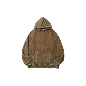OEM Blank Custom 450G Oversized Acid Wash Hoodie Manufacturer 100% Cotton Hoodie High Quality Vintage Washed Hoodie Heavyweight - Product Image 4