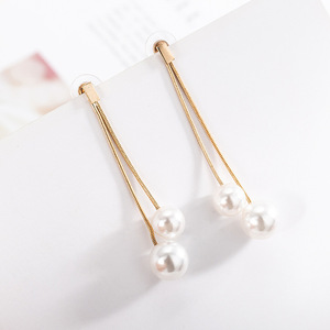 ต่างหูสำหรับผู้หญิง - ต่างหูมุกเทียมแบบยาว - ต่างหูลูกปัดเรียงสวยหรู - เครื่องประดับสุดหรู - E552 - Product Image 3