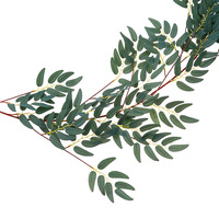 Lingkaran Bunga Sutra Buatan untuk Pernikahan, Hiasan Tanaman Rambat Hijau Padat, Daun Buatan Gaya Daun Willow, 100-200cm, Dalam/Luar Ruangan