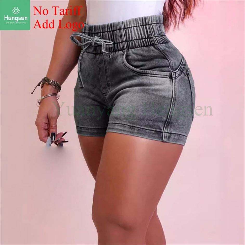 Women's Shorts Lace-up Casual Jeans with Micro-stretch