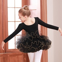 Robe de ballet pour filles, justaucorps avec jupe, coton, manches longues, camisole, costume de danse pour l'entraînement