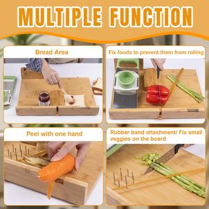 滑り止め竹製まな板、障害者や脳卒中患者向け片手用まな板 - Product Image 3