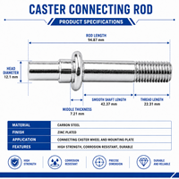 Tige de connexion en acier au carbone zingué pour roulettes, boulon d'axe à insertion de roue LY-040, quincaillerie de remplacement pour roulettes industrielles