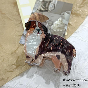 Nuova <span class=keywords><strong>Clip</strong></span> per gatto cane in acrilico transfrontaliero con pinza per artiglio simpatico cartone animato border Collie retro testa di squalo Design decorazione quotidiana dei capelli - Product Image 6