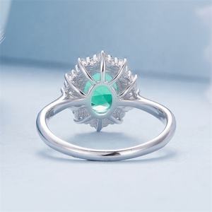 Odm Glas Sieraden Mooie Belofte Minimalistische Ringen Sterling Zilver S925 Groene Grote Bruiloft En Verlovingsring Voor Vrouwen - Product Image 6