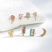 Nouveau produit Fruits 14K or massif Trident Top Daith Goth Piercing bijoux corporels boucles d'oreilles dermiques Helix sans fil