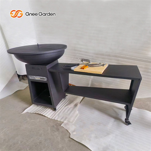 Parrilla Móvil de Acero Corten para Uso Comercial y Doméstico con Mesa Lateral con Ruedas, Encendido Electrónico, Diseño Moderno y Lujoso - Product Image 1