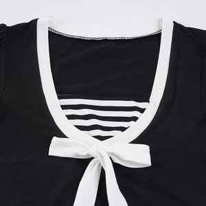 Camiseta de Manga Corta a Rayas de Primavera, Estilo Elegante, Top Ajustado a la Moda <span class=keywords><strong>con</strong></span> un Diseño Estilizado para Uso Diario - Product Image 5