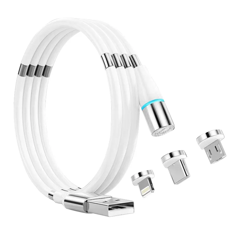 Magnetic Fast Charging Cable Charger Data Cable with Magnet Ring for Samsung IPhone Huawei Auto Storage Self Winding Cable Cord