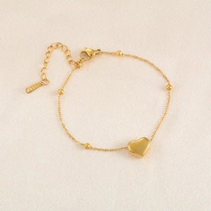 Pulsera Minimalista con Colgante de Corazón en Acero Inoxidable Color Dorado, Cadena de Mano con Cuentas Encantadoras, Brazalete Moderno, Regalos de Joyería - Product Image 1