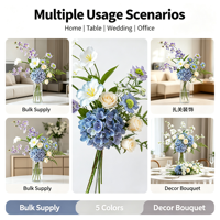 Bahan Dekoratif DIY Modern yang Dapat Digunakan Kembali, Buket Bunga Melati Sutra dan Hydrangea, Nuansa Mewah untuk Pernikahan, Ikat Bunga Buatan Tangan