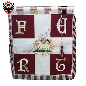 Masonic Knight Templar Officer Lodge Banner with White And Maroon Fringes and Tassels cord rope