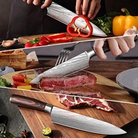Couteau de chef japonais Gyuto de 8 pouces en acier inoxydable à motif Damas, manche en bois Pakka, couteau de cuisine tranchant pour trancher et cuisiner