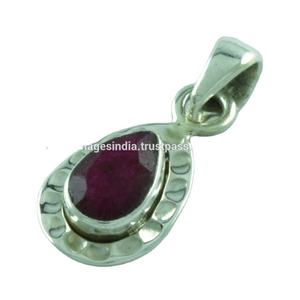 Dije de Plata de Ley 925 con Piedra de Ágata Rubí, Calidad Extrema, Estilo Clásico, Unisex, Mayorista de la India - Product Image 1