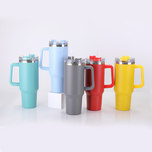 Customized 40oz Stainless Steel Tumbler With Handle Double Wall Insulated Car Mug For Travel Outdoor Use - Product Image 1