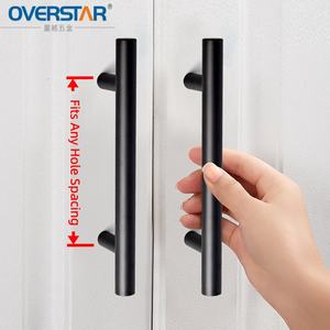 Poignées de meuble en T noir mat à espacement réglable, tirants de tiroir en <span class=keywords><strong>fer</strong></span> massif, quincaillerie robuste pour cuisine - Product Image 1