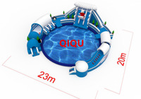 QIQU Aire de jeux aquatique gonflable personnalisée avec toboggan et parcours d'obstacles pour le carnaval d'été, Audit d'usine