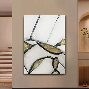 Stile minimalista soggiorno Art decoro bianco e nero grigio astratto ingresso divano sfondo muro di cristallo pittura - Product Image 5