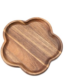 Ensemble de plateaux à fleurs en bois d'acacia, forme irrégulière, plateau de service en bois massif pour enfants, salle à manger, hôtel, café, thé - Product Image 5