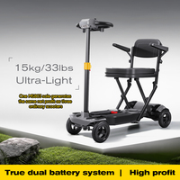 Skuter Mobilitas Lipat Baterai Ganda 15KG Tanpa Saklar NFC Pengisian Daya Magnetik Motor Tanpa Sikat Skuter Lipat Portabel untuk Penyandang Disabilitas
