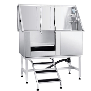 Bañera grande ecológica para perros, <span class=keywords><strong>piscina</strong></span> de lavado de <span class=keywords><strong>mascotas</strong></span> de acero inoxidable con puerta derecha y <span class=keywords><strong>escalera</strong></span> para uso en tienda de perros - Product Image 1