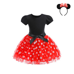 Vestito da Principessa per Halloween, Costume da Bambina con Pois e Volant, <span class=keywords><strong>Abito</strong></span> da Festa di Compleanno, Tutu da Bambina, Vestito <span class=keywords><strong>Minnie</strong></span> - Product Image 4