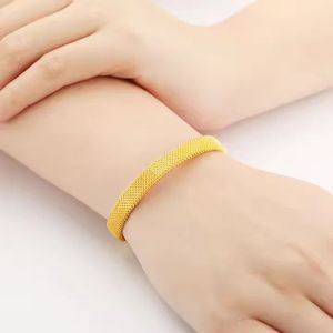 Bracelets en or jaune véritable 24 carats G9999, bijoux solides pour femmes, cadeau de mariage personnalisé, élastique, luxe, Xinfly - Product Image 5