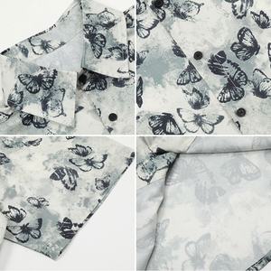 Повседневный квадратный с сублимационной печатью со стразами на заказ с логотипом кубинского воротника льняная пуговица для боулинга Мужская гавайская рубашка - Product Image 4