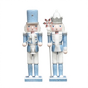 Soldado Cascanueces Clásico de Madera de 30 cm, Azul <span class=keywords><strong>Cielo</strong></span> con Dorado Brillante y Rosa, Adorno Navideño, Regalo Decorativo - Product Image 1