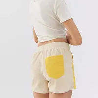 Celana Pendek Korduroi untuk Wanita, Celana Pendek Korduroi Olahraga Terbang Ritsleting Kantong Blok Warna Pinggang Tinggi Trendi untuk Wanita Anak Perempuan