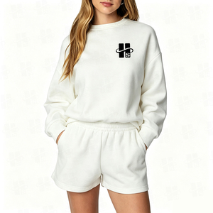 High Quality Custom Screen Print Active Wear Sweatshirt Women's 380Gsm Thick Soft Fleece Oversized <b>Crewneck</b> Sweatshirt - Product Image 3