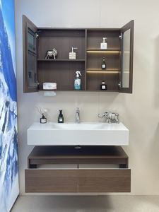 Mueble de Baño Impermeable Moderno con Espejo, Lavabo de Cerámica y Grifo con LED - Product Image 2