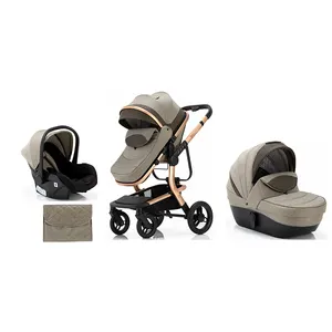 Оптовая продажа Роскошная детская коляска 3 в 1 для новорожденных коляска с автокреслом