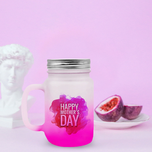 Venta al por mayor 450mL bebida fría uso a granel Color vidrio Mason Jar sublimación bebida taza tarros taza con asa tapa y pajita - Product Image 3