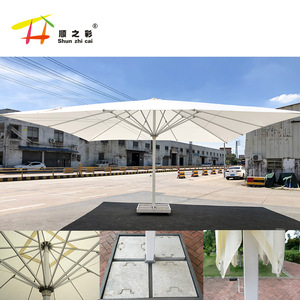 Parasol d'extérieur design moderne grand luxe 5 ~ 9 mètres en option parapluie à distance LED imperméable coupe-vent avec marbre - Product Image 2