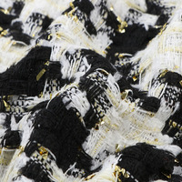 Usine de gros tissé Polyester coton fil d'or mélange pied-de-poule Tweed tissu pour robe