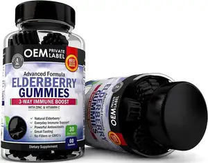 Suplementos y vitaminas con etiquetas privadas Black saúco gomitas veganas para estimular el sistema inmunológico