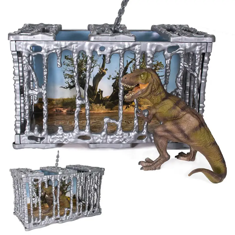 Modelo de simulación realista, juguete de dinosaurio con jaula