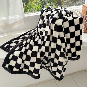 Coral Fleece Blanket Rectangular Winter Anti-Pilling Modern Style White Sofa Bed Cover Up - Product Image 2